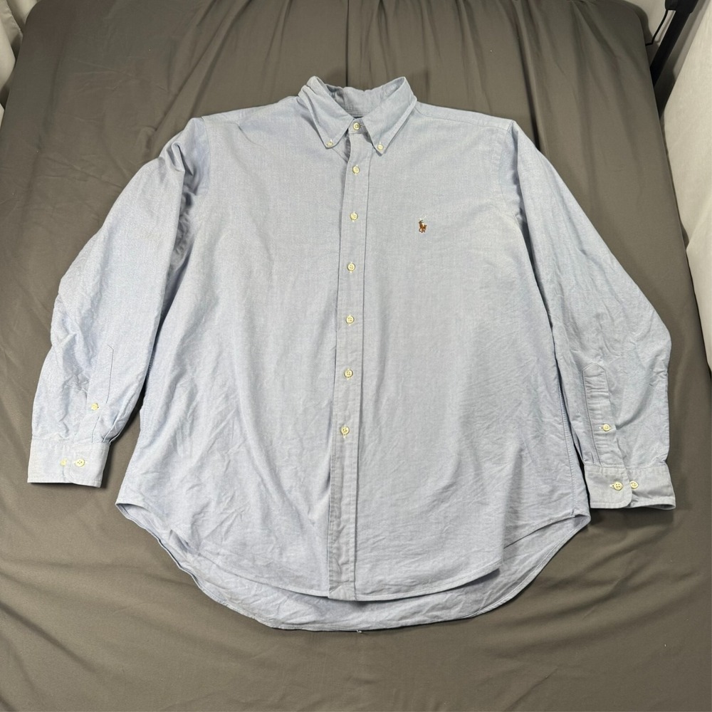 Ralph Lauren Shirt Mens 17 Blue Button Down Long Sleeve Pony Logo